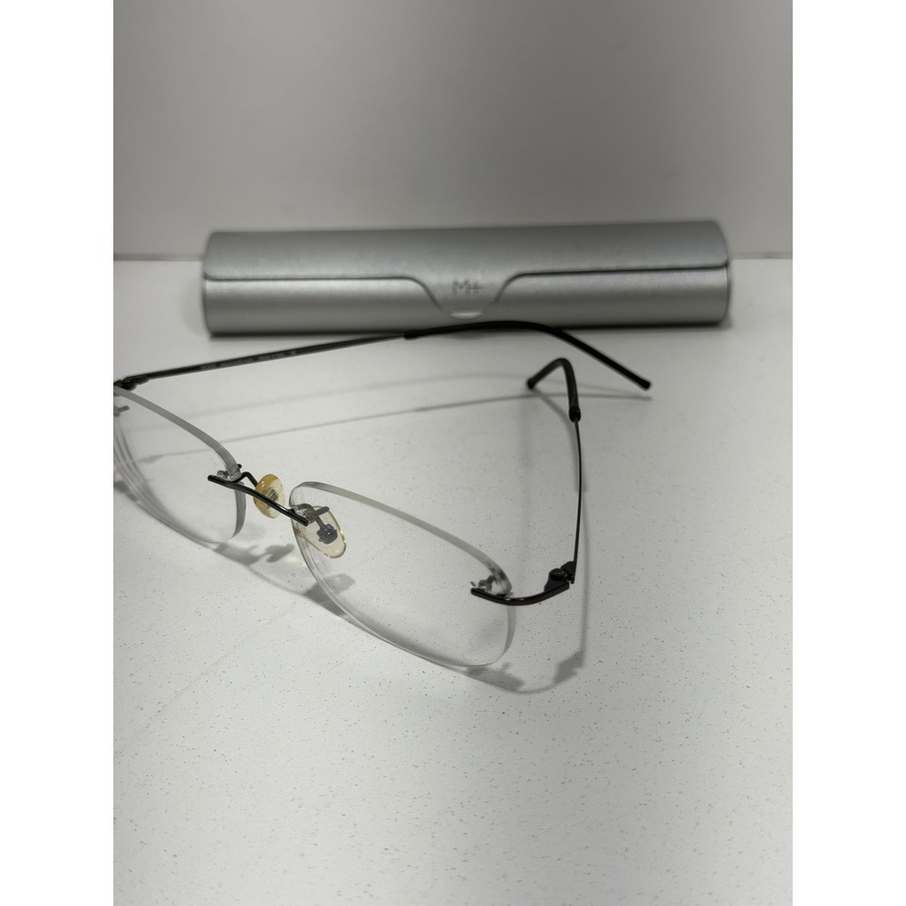MODO 303 Rimless Eyeglasses Gunmetal‎ Rectangular Frames Italy 50-16-135 w Case
